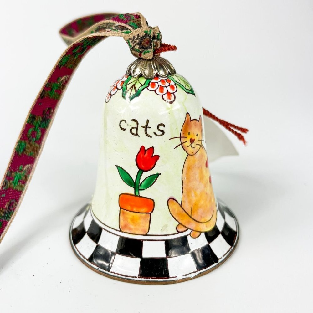 Kelvin Chen Cats on Checkered floor Enameled Bell